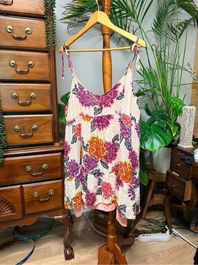 Wanderlux Boho Floral Convertible Babydoll Tunic Tank/ Dress -L